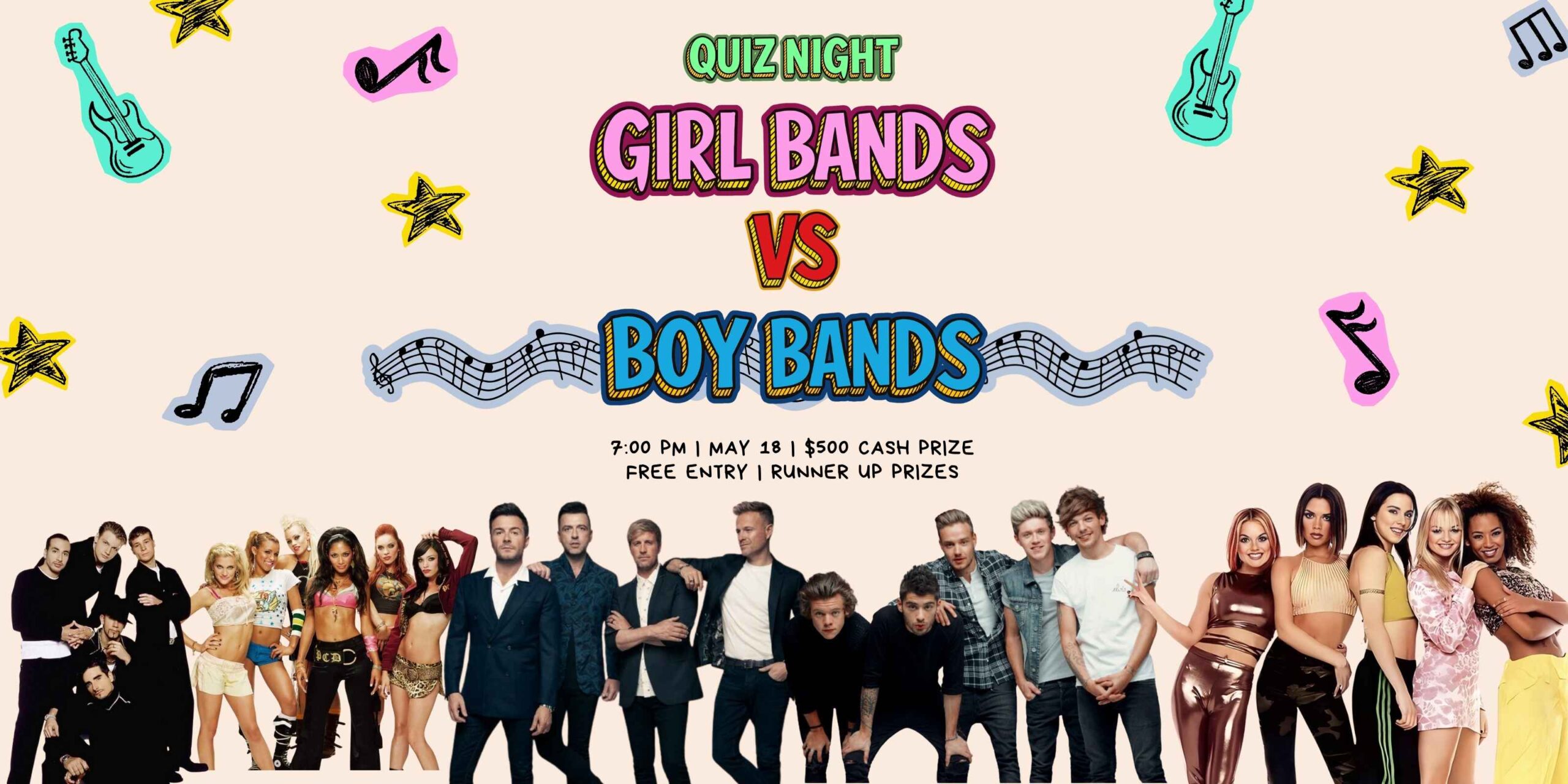 Girl Bands vs Boy Bands Quiz Night at 8 Knots Tavern